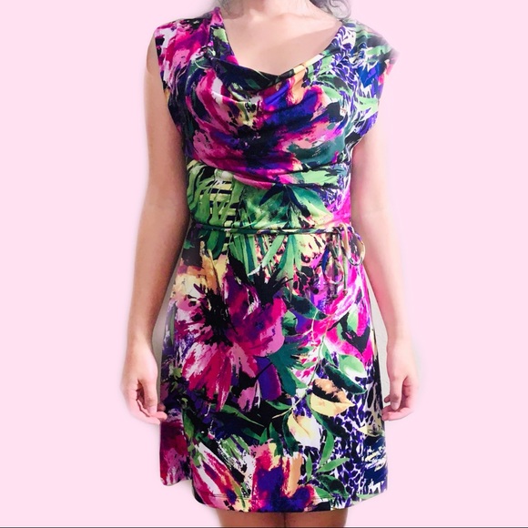 PURPLE TROPICAL DRESS - Picture 1 of 6